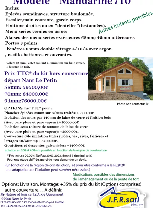 Chalet bois 70m2 avec mezzanine - JFR Nature et Bois