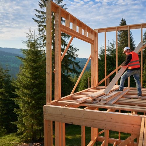 construction d'un chalet bois en kit